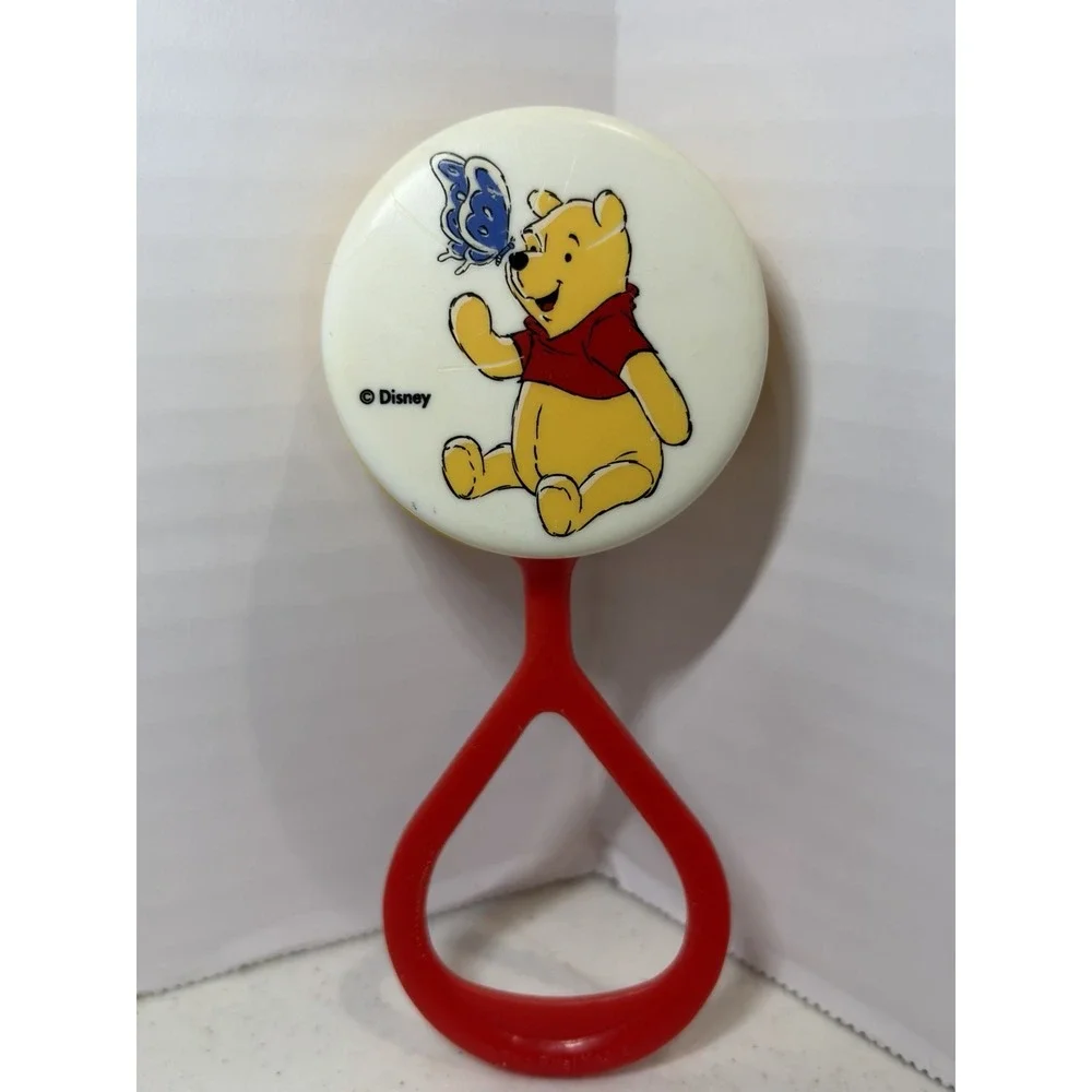 Vintage 1990s Winnie the Pooh Bear First Years Plastic Baby Rattle Toy Works